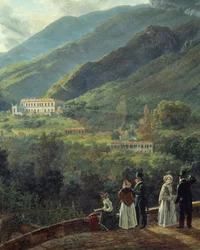A dán udvar a Reale kaszinó előtt. Johan Dahl (1788-1857) festménye