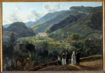 A Castellammare-i Reale de Quisiana kaszinó a dán udvarral. Johan Dahl (1788-1857) festménye