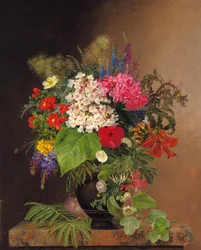 Convolvulus, csillagfürt, speedwell és fuschia vázában, 1833