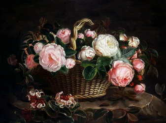 Rózsa és lonc csendélet. Peinture de Johan Laurentz Jensen (1800-1856/dán) Collection privee
