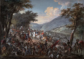 I. Sándor császár (1777-1825) és kísérete 1815 júliusában átkelt a Vogézek hegységén - Hoechle, Johann Baptist (1754-1832) - 1825 - Akvarell papíron - 70,9x99,7 - Magángyűjtemény