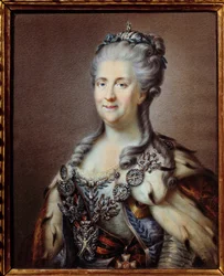 II. Katalin (1729-1796) orosz imperatricus portréja Szent András nyakláncával és a 18. századi Anonymous Szent György keresztjének zsinórjával, Johann Baptist von Lampi (1751-1830) Paris festménye alapján, múzeum