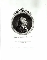 Giacomo Casanova (1725-98) 63 éves, 1788-as érem portréja (metszet) (fekete kép)
