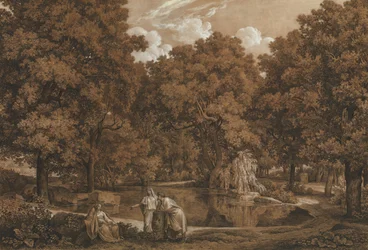 Árkádiai táj három alakkal egy tónál, 1792.