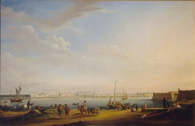 Kilátás a Palota térre és a Nyári Kertre a pétervári kerületből, c. 1800