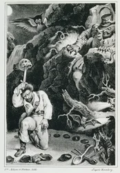 Jelenet Carl Maria von Weber (1786-1826) „Der Freischutz” című operájából Adam et Hostein litográfiája