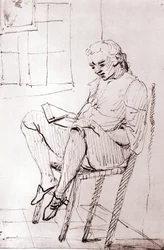 Johann Wolfgang von Goethe római házában, Johann Heinrich Wilhelm Tischbein (1751-1829) műve, más néven Goethe-Tischbein vagy Goethe Tischbein, a 18. század második fele