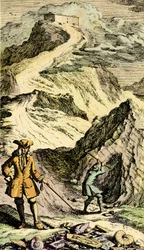 Őslénytan: Johann Jakob Scheuchzer (1672-1733) svájci természettudós kövületeknek köszönhetően felfedezte a svájci hegyekben az egyetemes vízözön nyomait. Metszet a „Museum Diluvianum”-ból”