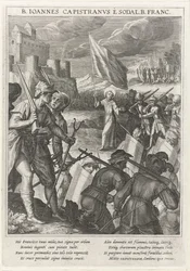 Kapisztrán Szent János vezeti a keresztény csapatokat Belgrád ostromában, 1615-ben