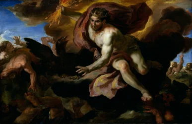Jove a lázadó óriásokra veti a villámcsapásait, 1690-95 körül (olaj, vászon)