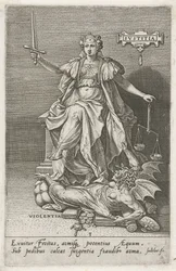 Az igazságosság (Justitia) legyőzi az erőszakot (Violentia) Igazságosság (cím a tárgyon) Az erények legyőzik a bűnöket (sorozat címe)