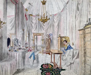 Carolina Augusta császárné öltözője a bécsi várban, akvarell papíron Johann Stephan Decker (1784-1844)