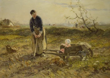 A mezőkön Katiával (olaj, vászon)