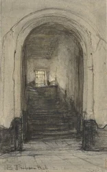 A delfti Prinsenhof lépcsője, ahol I. Vilmost 1584-ben meggyilkolták