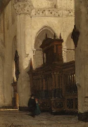 Figurák a Nieuwe Kerk, Delft, 1839-91 körüli kórus képernyőjénél (olaj, tábla)
