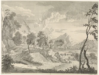 Dombos táj vízeséssel Tájak Gaspar Poussin után (sorozat címe)