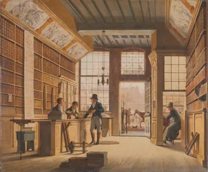 Pieter Meijer Warnars könyvkereskedő boltja az amszterdami Vijgendamon Pieter Meijer Warnars (1792-1869) könyvesboltja a Vijgendamban, Amszterdamban