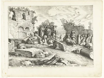 Kert antik szobrok töredékeivel Római romok, 1561 (sorozat címe)