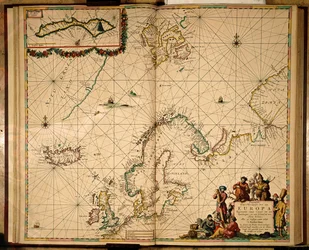 Észak-Európa térképe (kézi színes metszet)