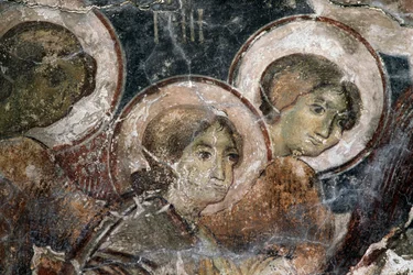 Freskók a Metamorphosis tou Sotiros templomban, Kefali, Kréta, Görögország (fotó)