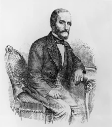 Raffaele Busacca dei Gallidoro (1810-1893) olasz politikus és közgazdász portréja, metszet