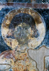 Szent, Ioannis Pagomenos freskója a Szent Miklós-kápolnában, Maza, Kréta, Görögország (fotó)