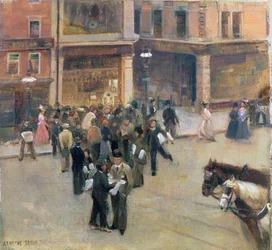 Várva az eredményhirdetésre (Nagy Notts. - Surrey mérkőzés, Nottingham, 1892. augusztus) (olaj, tábla)