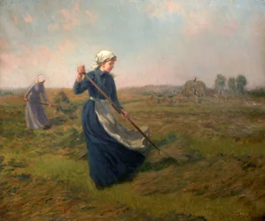 Lány szénakészítés