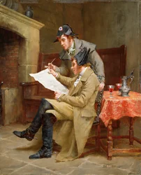 News of the Army, c.1900 (oil on panel)