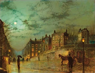 Hampstead Hill, kilátás lefelé a Heath Streeten, 1881