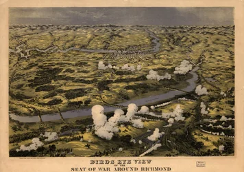 A Richmond körüli hadszíntér madártávlatból, a Chickahominy folyónál vívott csata, 1862. június 29. LOC 99448489