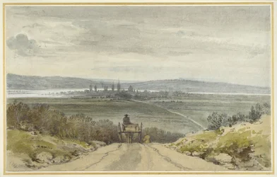 Oxford kilátása a Shotover Hillről Floodtime-ban, Amikor elfogyott a víz, 1791. január 10. (wc ceruzával, papíron)