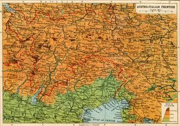 Az osztrák-olasz határ térképe, első világháború, kb. 1920