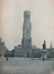A piac és a harangtorony, Brugge, Belgium c1900 1914-1915