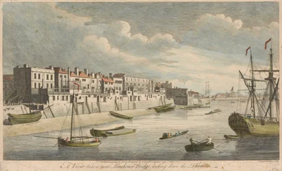 Kilátás a Limehouse Bridge közeléből, lefelé a Temzén