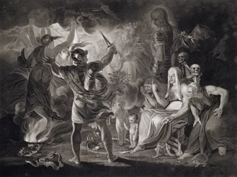Macbeth, a három boszorkány és Hekaté William Shakespeare (1564-1616) Macbeth című művének IV. felvonásában, I. jelenetében, kiadva 1805-ben