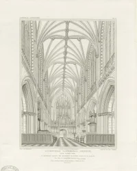 Lichfield székesegyház belseje – Kórus: metszet, nd [c 1820] (nyomtatás)