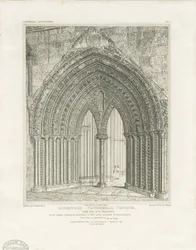 Lichfield katedrális – Északi keresztirányú ajtó: metszet, nd [c 1820] (nyomtatás)