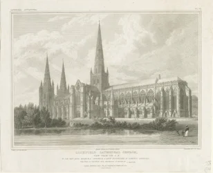 Lichfield katedrális – Délkeleti nézet: metszet, nd [?1819] (nyomtatás)