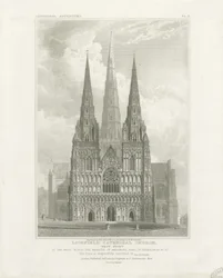 Lichfield katedrális – nyugati front: metszet, nd [c 1820]