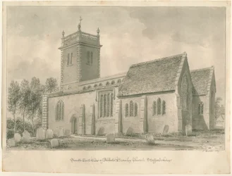 Abbots Bromley templom: szépia rajz