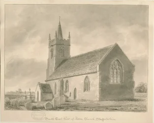 Acton Trussell Church: szépia rajz, 1841