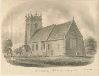 Adbaston templom: szépia rajz, 1843