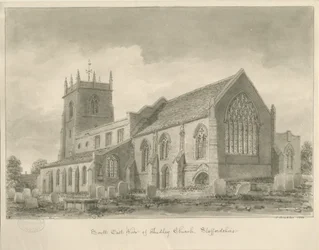 Audley-templom: szépia rajz, 1840