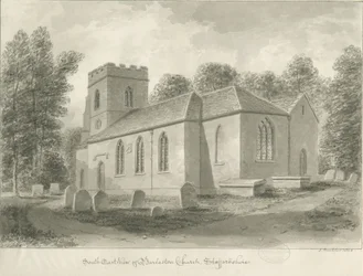 Barlaston templom: szépia rajz, 1844