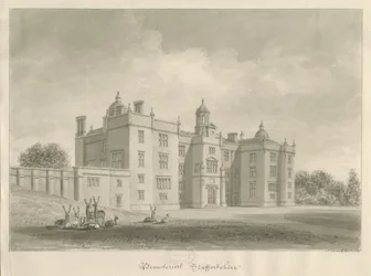 Beaudesert Hall és Park: szépia rajz