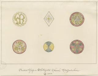 Blithfield templom - festett üveg: ceruzarajzok, 1823