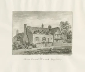 Bloxwich - ősi ház: szépia rajz