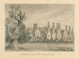 Buckinghamshire – Chenies Hall: szépia rajz, 1824