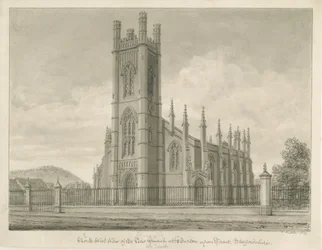 Burton-upon-Trent – Szentháromság-templom: szépia rajz, 1839